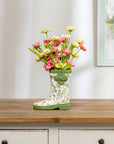 Floral Print Rain Boot Vase 7"H