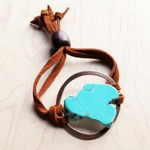 Turquoise Bracelet Stone Slab &amp; Adjustable Ties