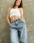 Artemis Vintage |Adjustable Waistband High Rise Baggy Wide Jeans - My Pampered Life Seattle