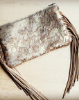 Tan and Gold Hair-on-Hide Leather Clutch Handbag