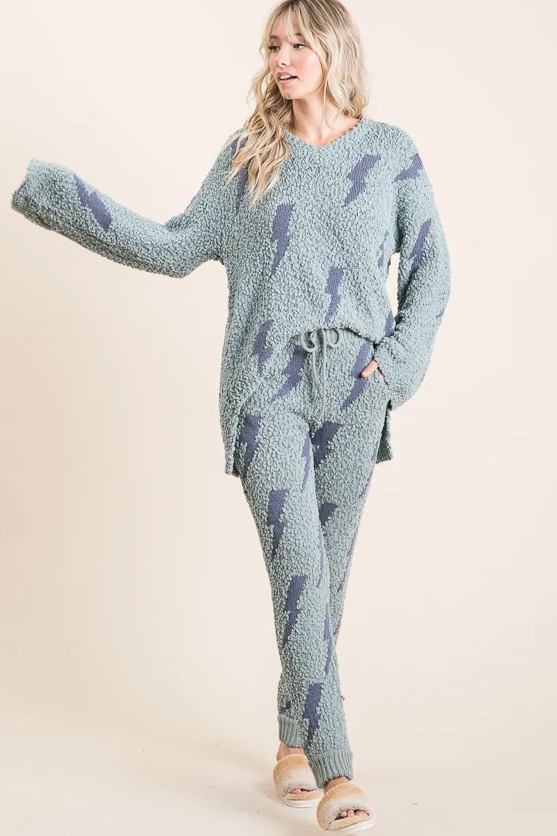 BiBi Cozy Soft Hairy Popcorn Sweater Pants