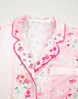 Floral Shirt Satin Tie and Shorts Pajama Set