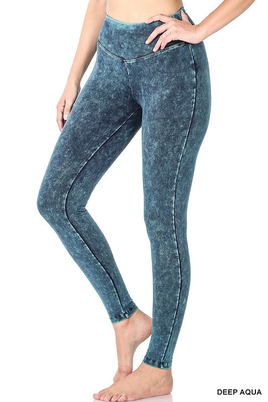 Zenana Mineral Washed Wide Waistband Yoga Leggings - Online Only – My  Pampered Life Seattle