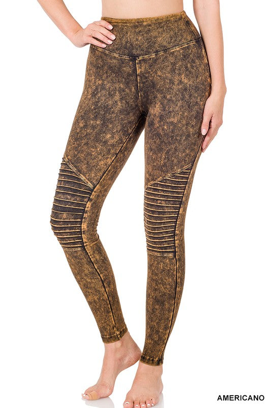 Zenana Mineral Washed Moto Leggings - Online Only – My Pampered