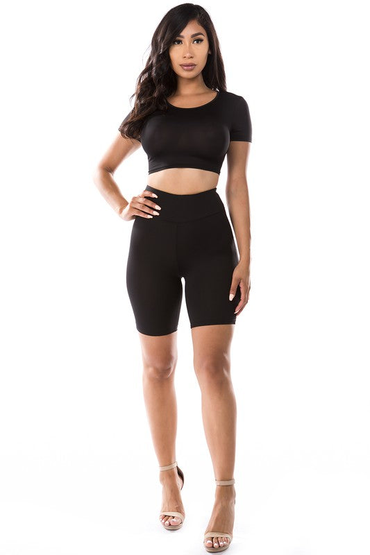 2 Piece Crop Top with Bicycle Pant by Claude