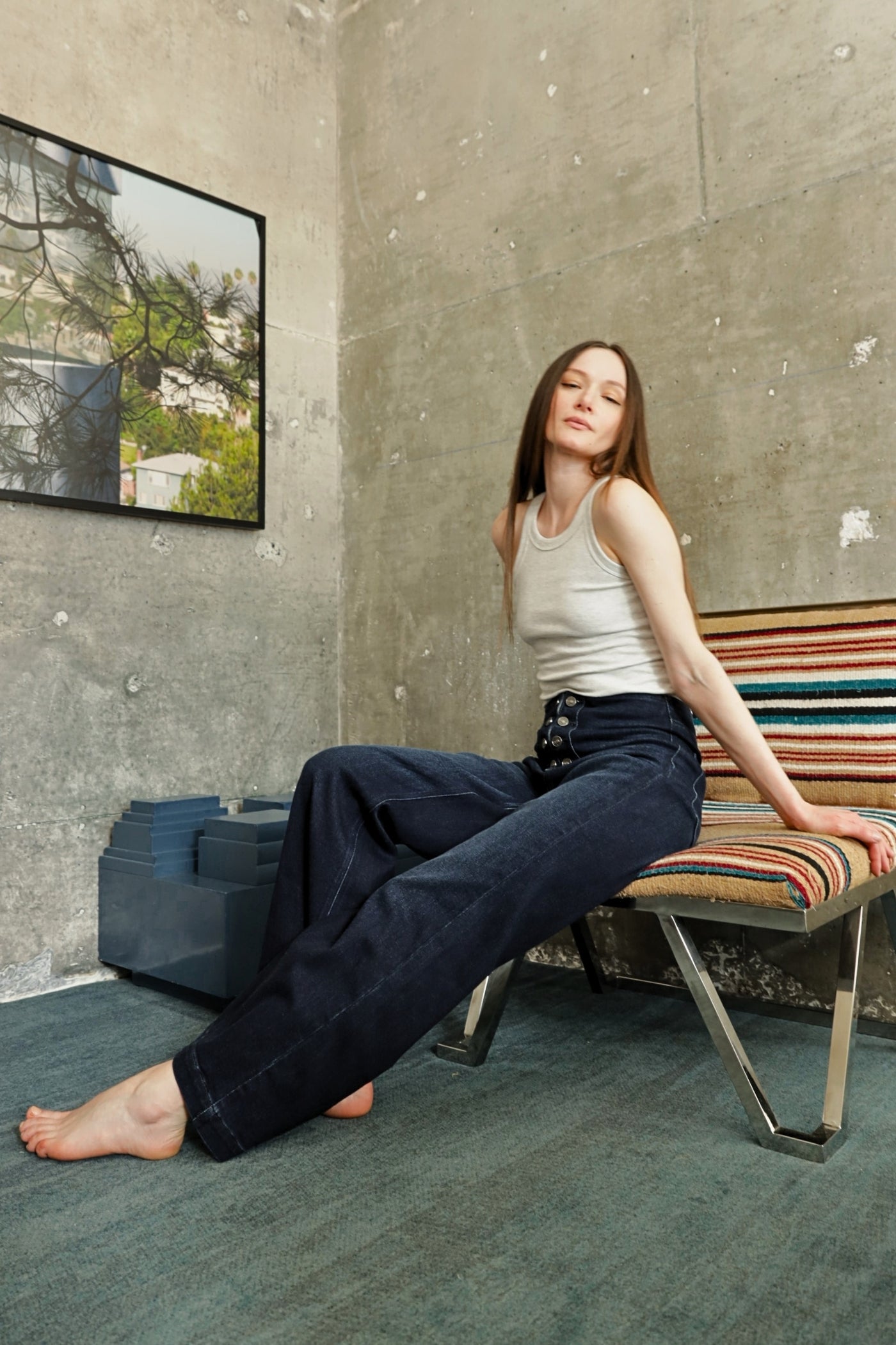 Artemis Vintage |Eco Friendly Ultra High Rise Slim Palazzo Sailor Jeans