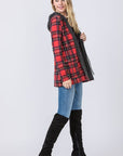 Hooded Plaid Trimmed Cardigan