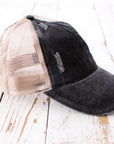 Distressed Messy Bun Caps | Adjustable