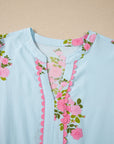 Floral Notched Neck Flutter Sleeve Maxi Dress