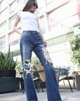 Artemis Vintage |Hybrid Stretch Ripped Relaced Flare Jeans - My Pampered Life Seattle