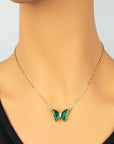 Gem Stone Butterfly Pendant Necklace - Online Only