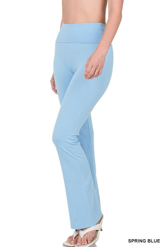 Zenana Cotton Fold Over Yoga Flares - Online Only – My Pampered