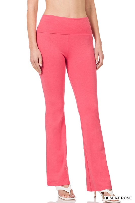 Zenana Cotton Fold Over Yoga Flares - Online Only – My Pampered