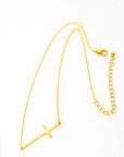 Hammered Sideway Cross Necklace - Online Only