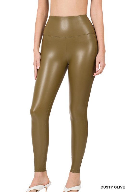 Zenana High Rise Faux Leather Leggings - Online Only