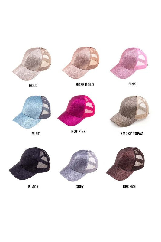 CC Glitter Messy Bun Hat Cap