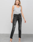 Denim Lab USA Mid Rise Distressed Straight Jeans