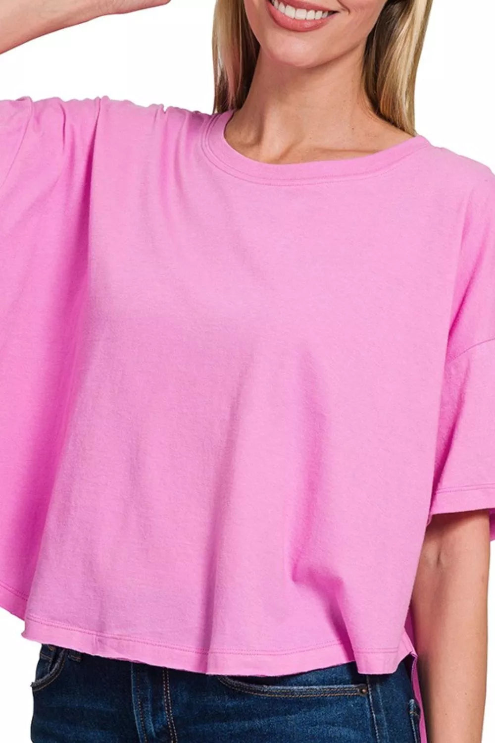Zenana Cotton Round Neck Short Sleeve T-Shirt in Mauve