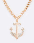 Crystal Anchor Pendant Necklace Set