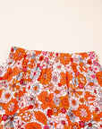 Boho Floral Tiered Maxi Skirt Split