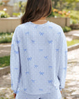 Polka Dot Bow Corded Knit Top and Shorts Set