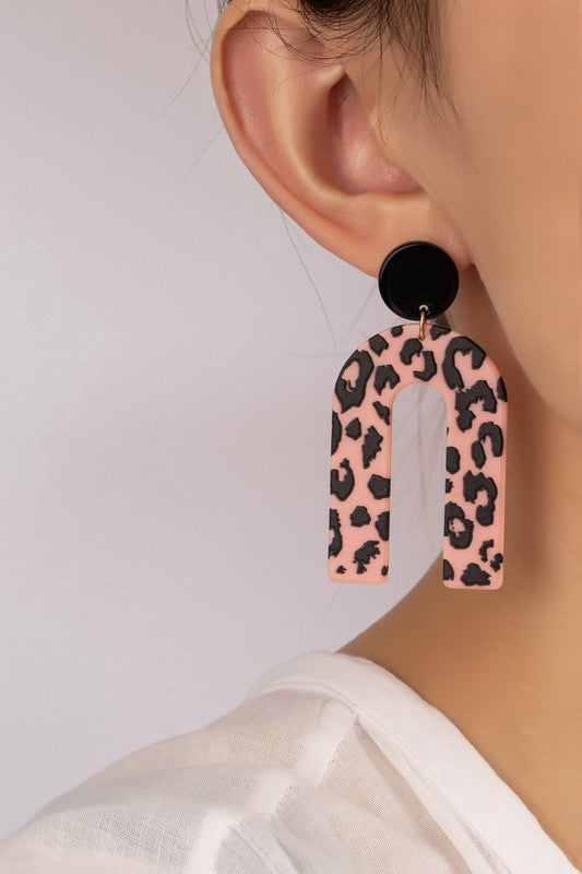 Embossed Animal Print Arch Drop Earrings - Online Only