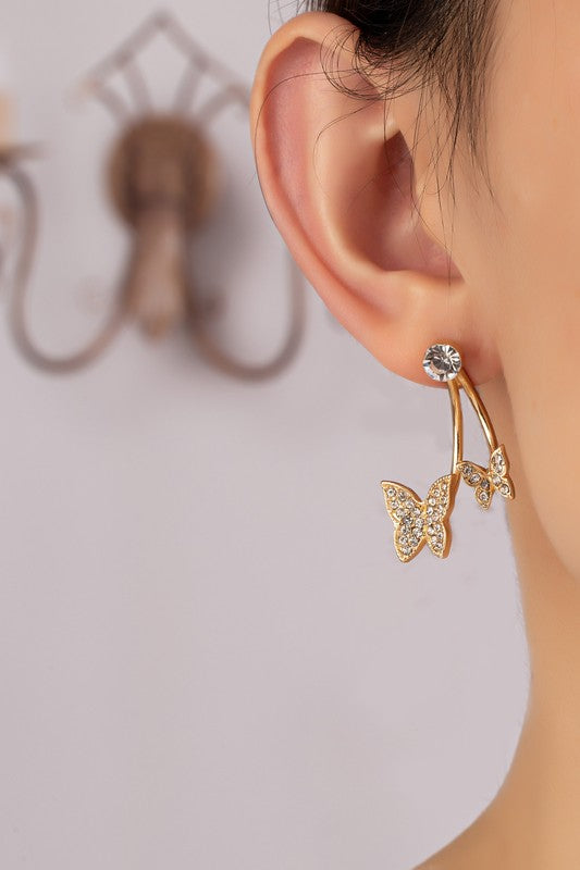 Pave Rhinestone Butterfly Earrings - Online Only