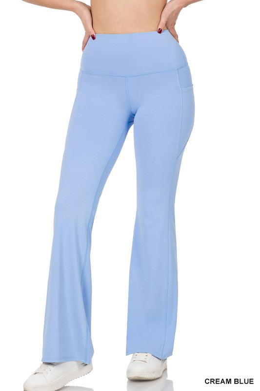 Zenana Plus Premium Cotton Fold Over Yoga Flare Pant - Online Only