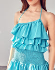 Do + Be Collection Smocked Waist Ruffle Romper