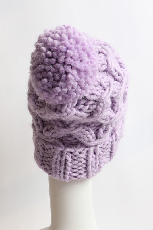 Leto Accessories Oversized Chunky Knit Pom Beanie