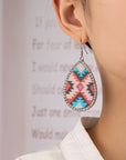 Teardrop Aztec Drop Earrings With Rhinestones - Online Only