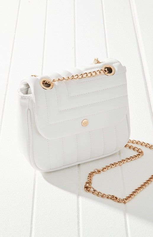 Just Going Out White Quilted Crossbody Bag