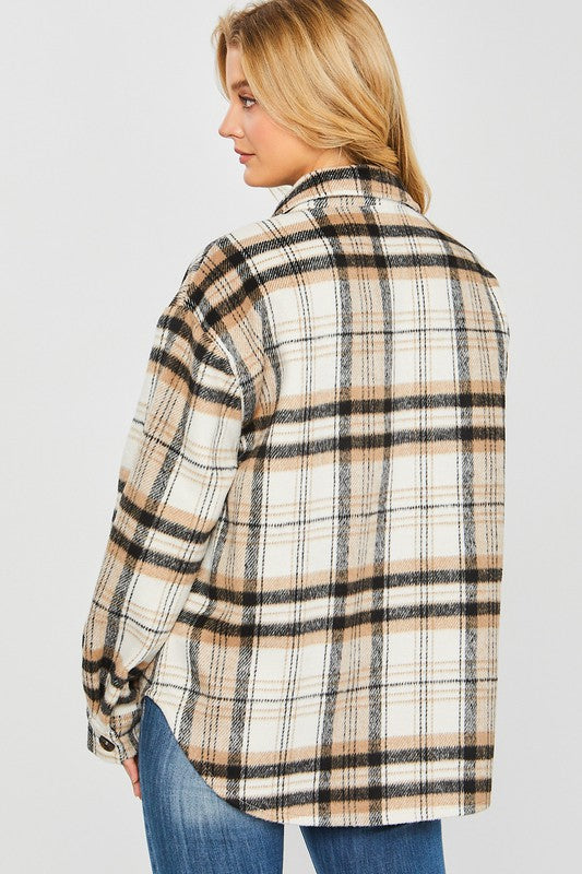 Love Tree Plaid Bust Pocket Shacket