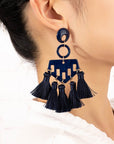 Geo Shape Tassel Earrings - Online Only