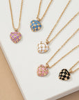 Checker Heart Pendant Necklace - Online Only