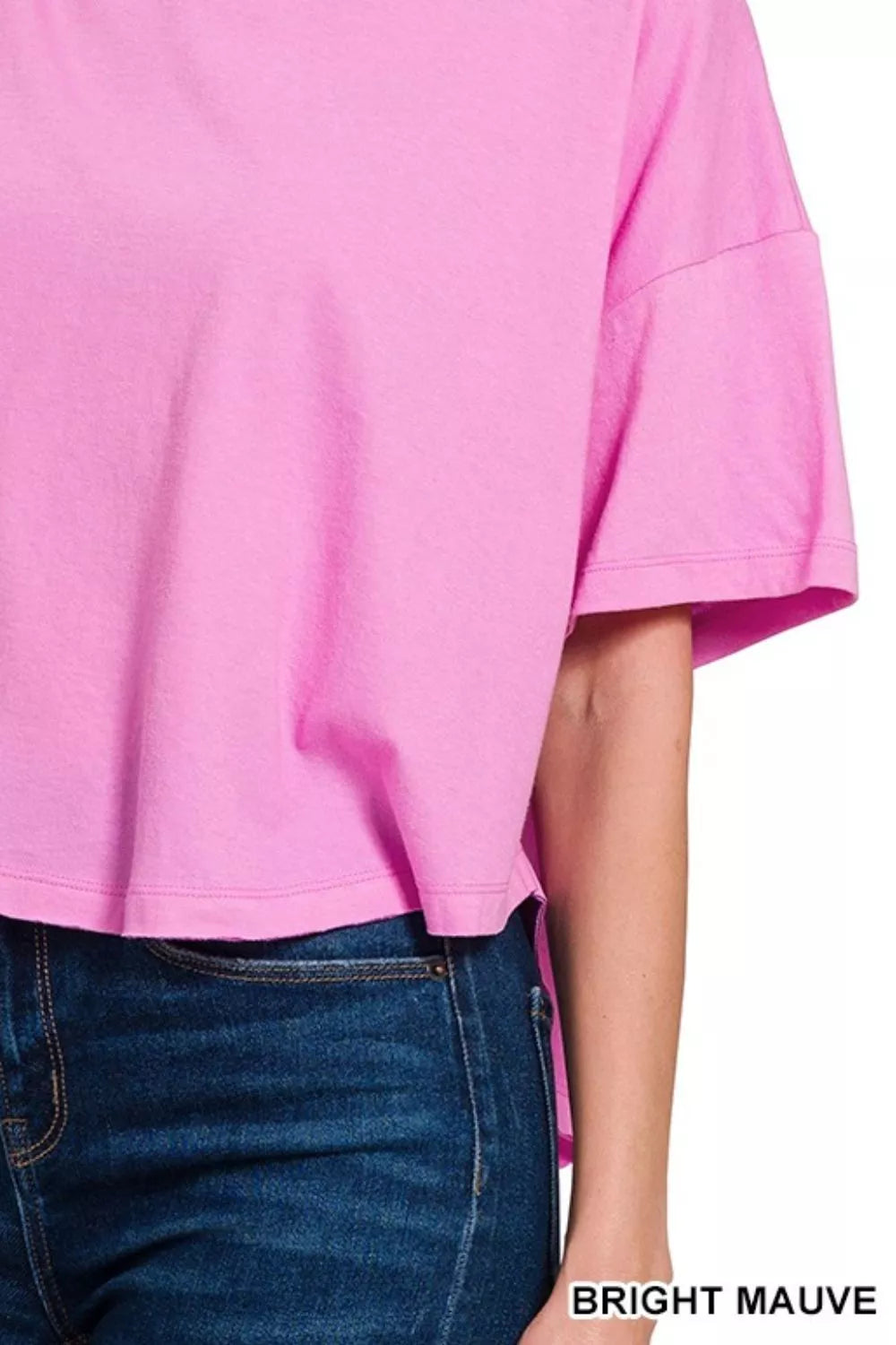 Zenana Cotton Round Neck Short Sleeve T-Shirt in Mauve