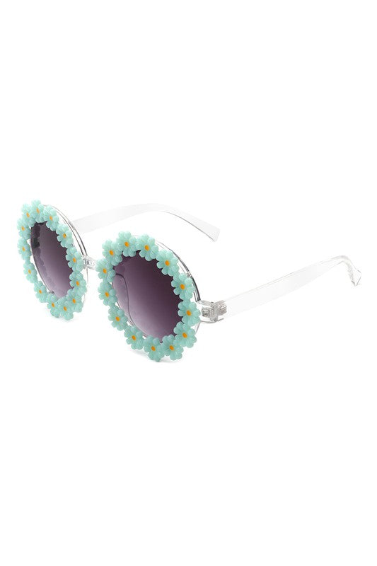 Round Daisy Flower Shape Circle Floral Sunglasses - Online Only