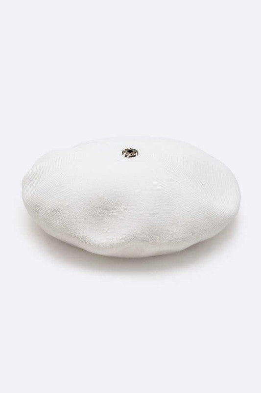 Genuine Fur Pom Cashmere Blend Beret