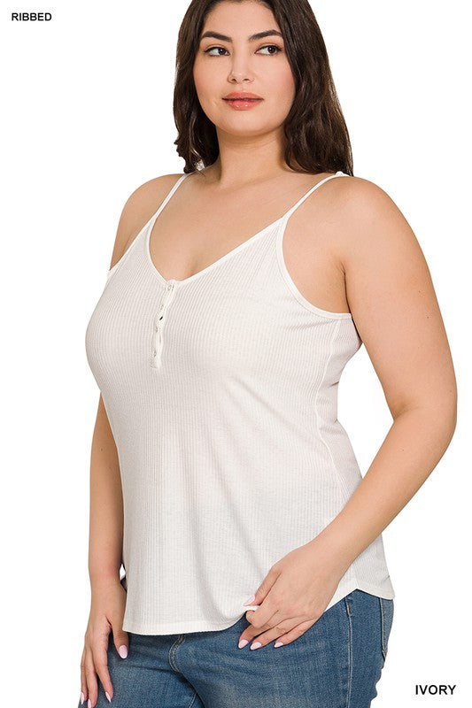 Zenana Plus Ribbed Half Snap Cami Top - Online Only – My Pampered Life  Seattle