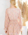 Floral Wrap Tiered Dress — Puff Sleeve Prairie Mini Dress