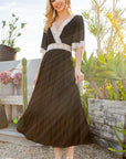 Lace Trim Tiered Wrap Dress — Romantic Flutter Sleeve Maxi