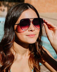 Julia Rose Black Gradient Unisex Aviator Sunglasses