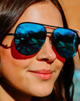 Julia Rose Black Blue High Quality Unisex Aviator Sunglasses