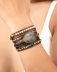 34" 5 Wrap Natural Stone Boho Bracelet
