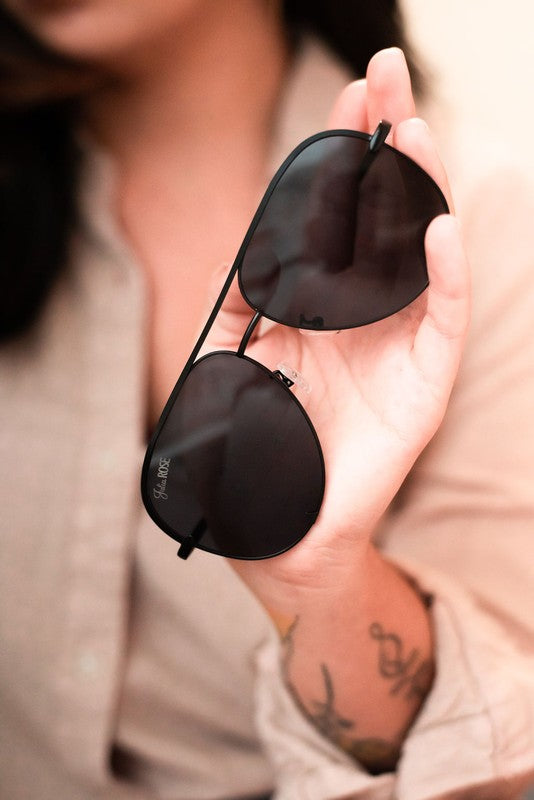 Julia Rose Black Black Unisex Aviator Sunglasses