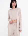 Mono B Lounge Open-Front Terry Cardigan - Online Only
