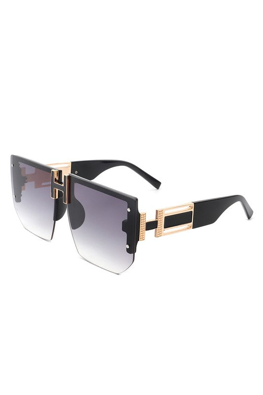 Oversize Square Half Frame Sunglasses