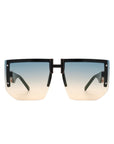 Square Oversize Flat Top Half Frame Sunglasses - Online Only