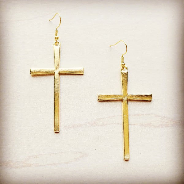 Gold Cross Earrings - Online Only