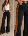 GJG Denim Frontier Fringe Bell Bottom Jeans — Black
